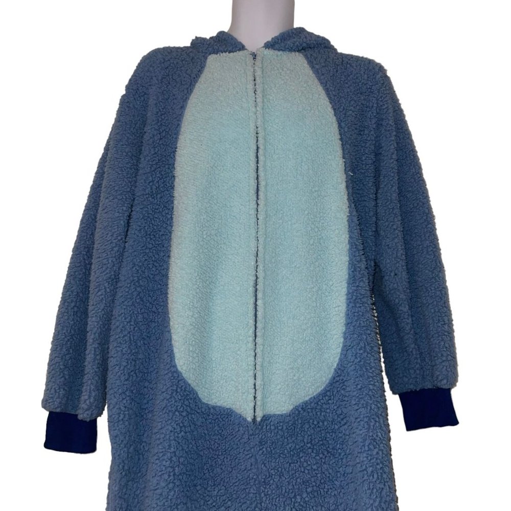 Disney Lilo & Stitch Pajamas Mens XL Costume Unionsuit Faux Sherpa Hoodie Hooded - Picture 2 of 7